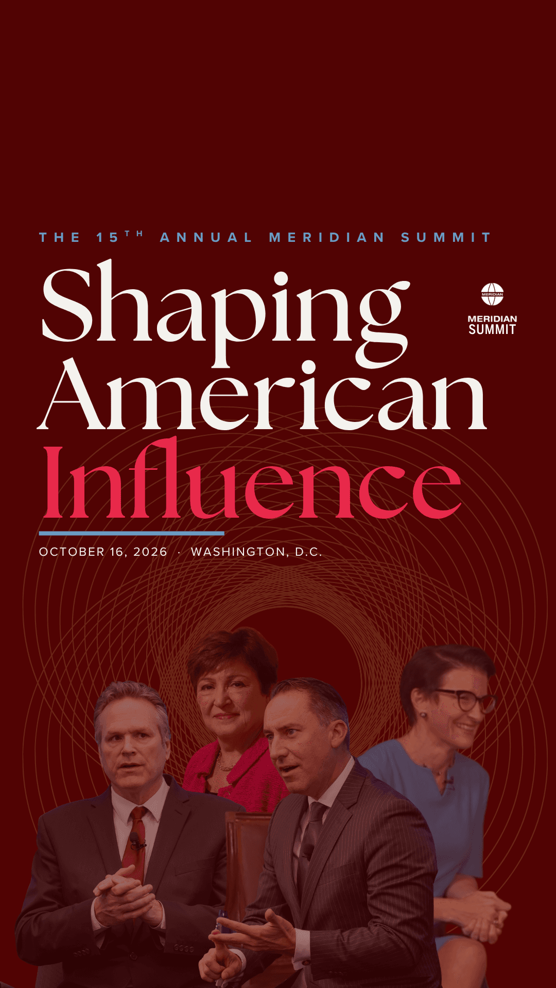 Official 2026 Meridian Summit artwork reading Shaping American Influence